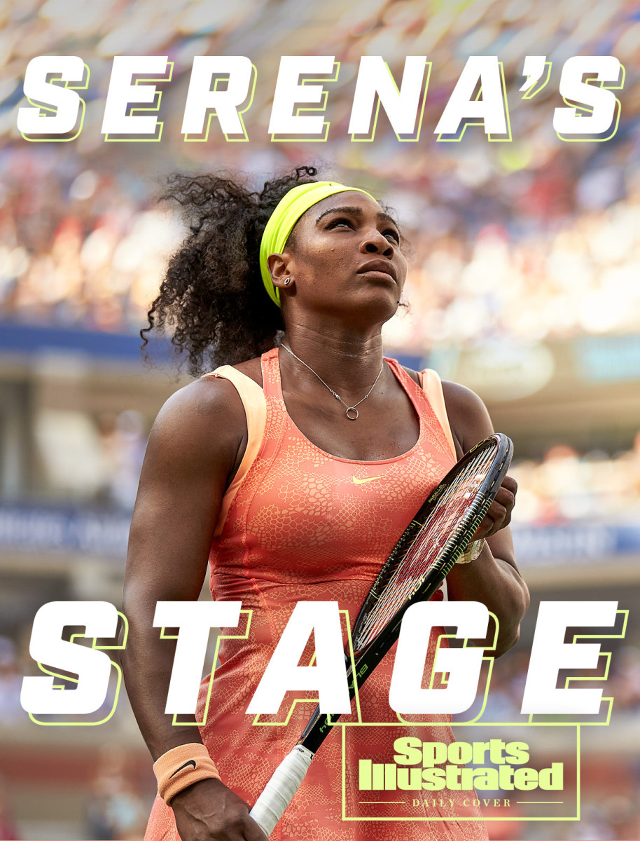 Serena Williams looks to the crowd at the U.S. Open.