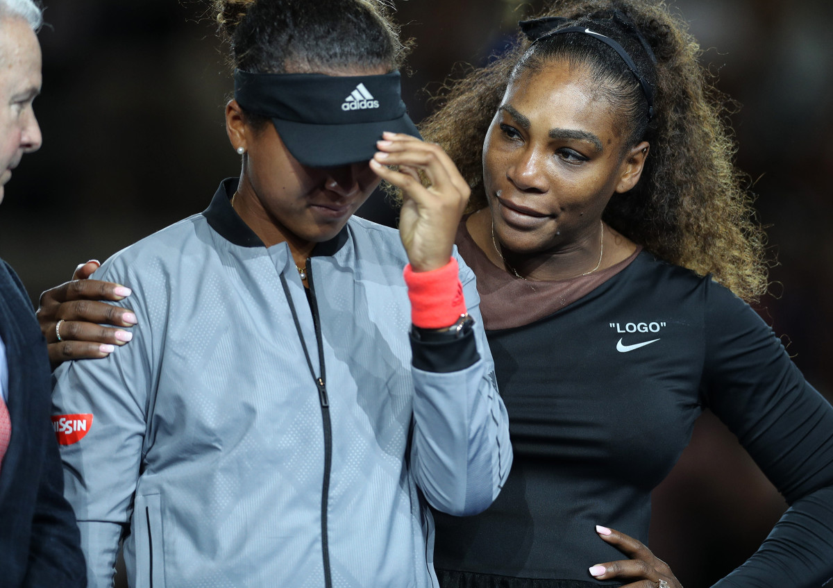 Serena consoles Naomi Osaka after the 2018 U.S. Open final.