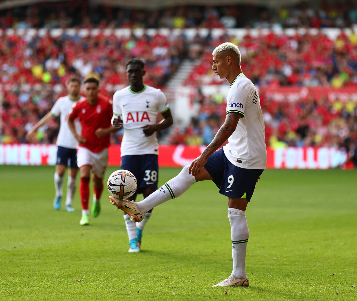 Richarlison pictured showboating during Tottenham's 2-0 win at Nottingham Forest in August 2022