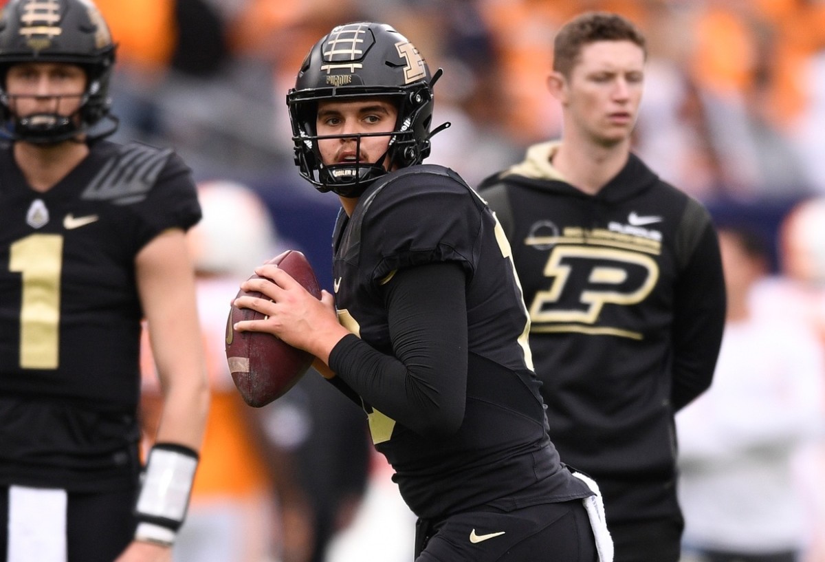 Purdue Boilermakers quarterback Aidan O'Connell (16) during warm-ups against the Tennessee Volunteers at Nissan Stadium. (Steve Roberts-USA TODAY Sports)