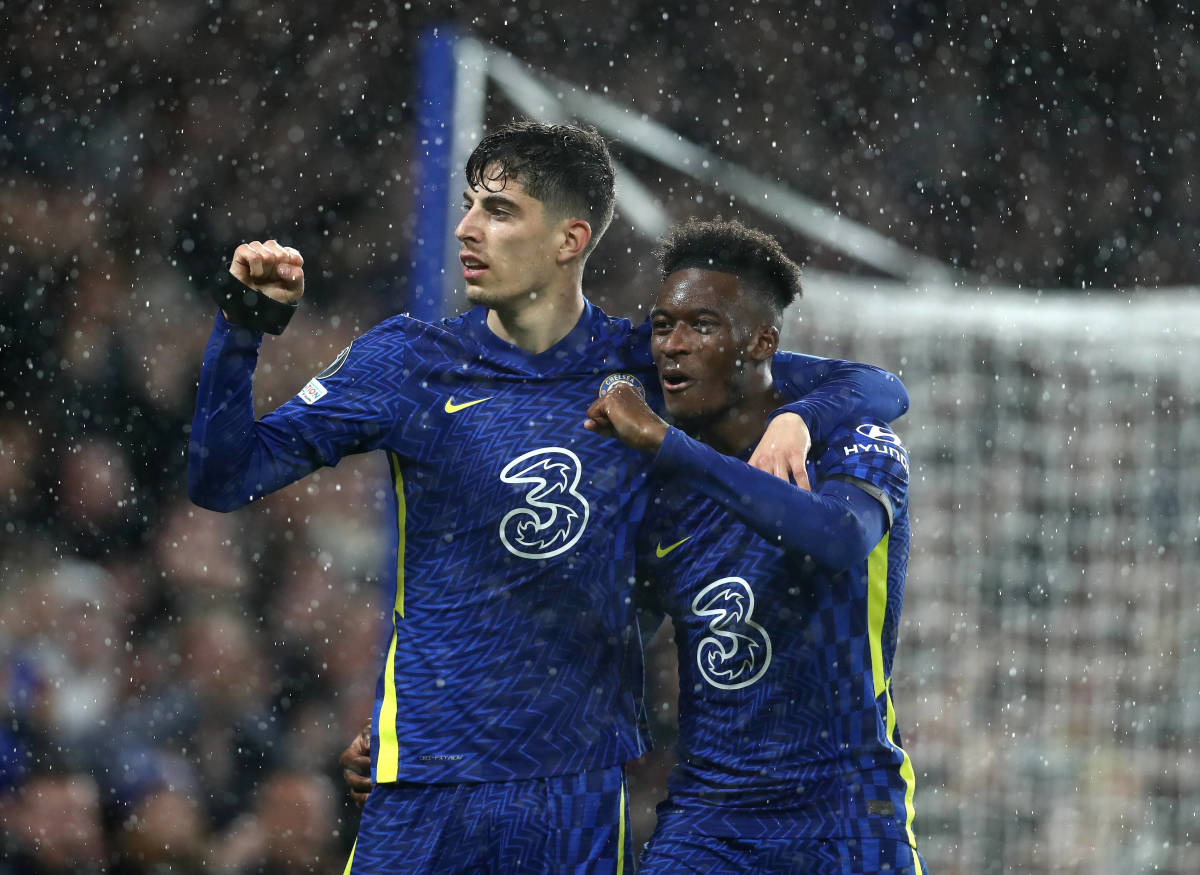 Kai Havertz (left) and Callum Hudson-Odoi pictured during Chelsea's 4-0 win over Malmo in October 2021