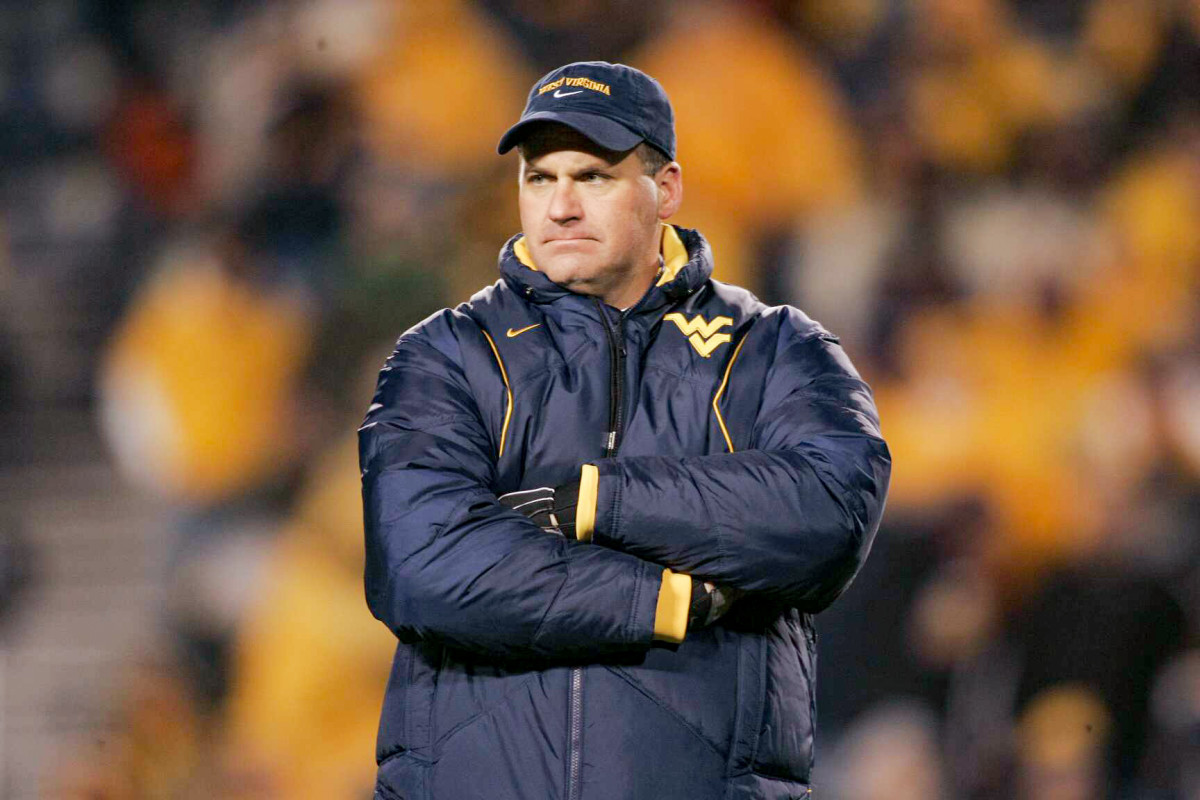 Rich Rodriguez on the sidelines when he coaches West Virginia.