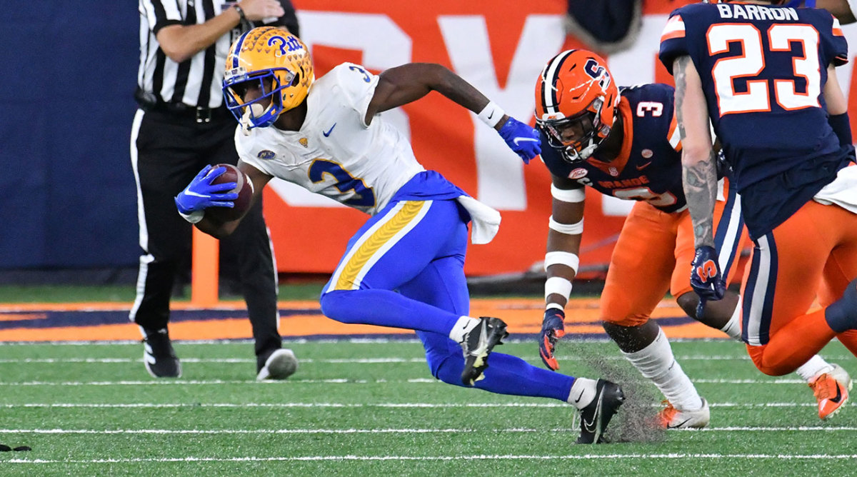 Jordan Addison returns a punt for Pitt