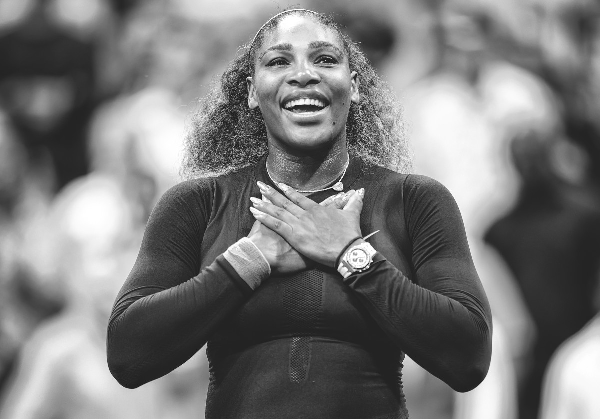 Serena Williams salutes crowd at 2019 U.S. Open.