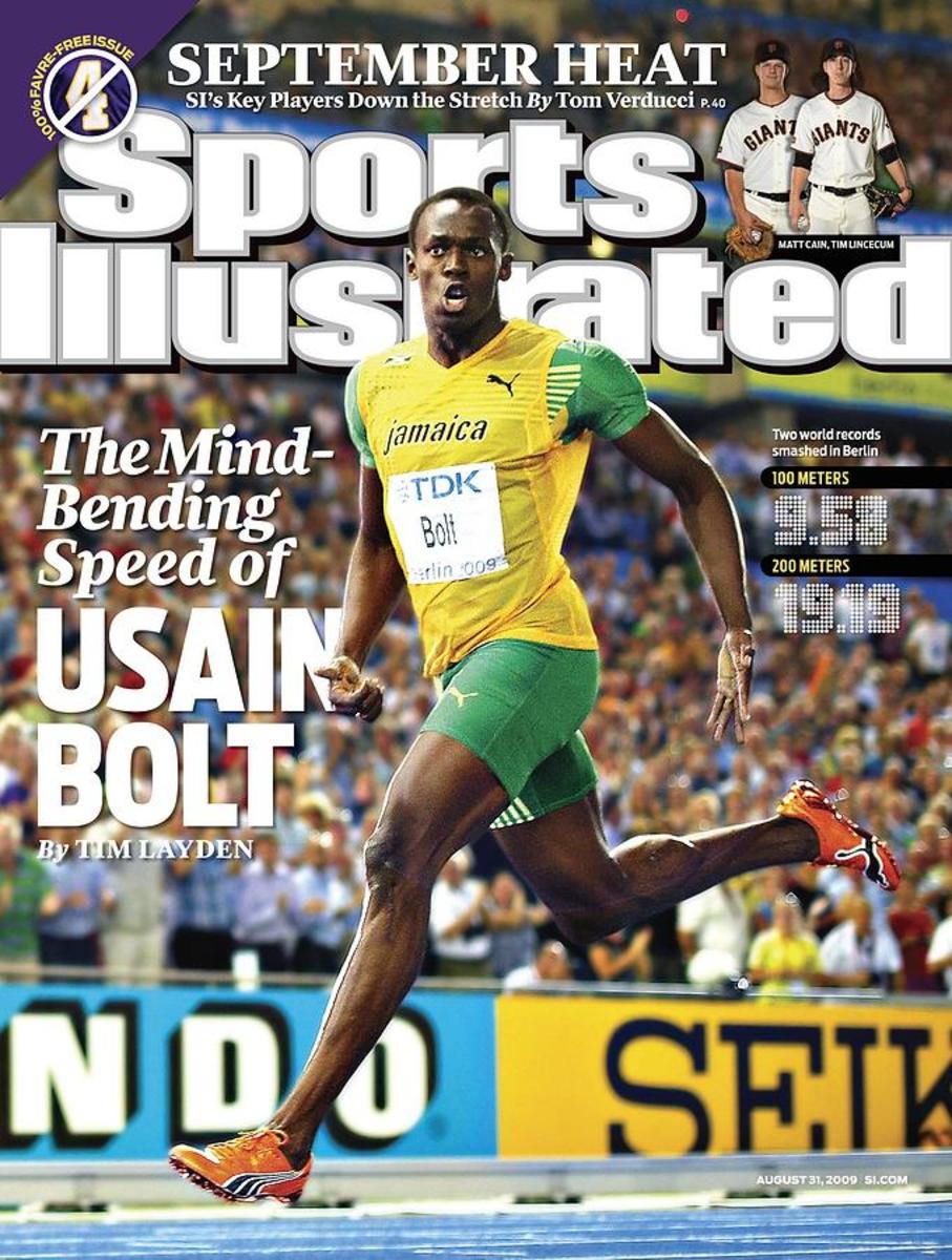 Usain Bolt on the cover of Sports Illustrated in 2009