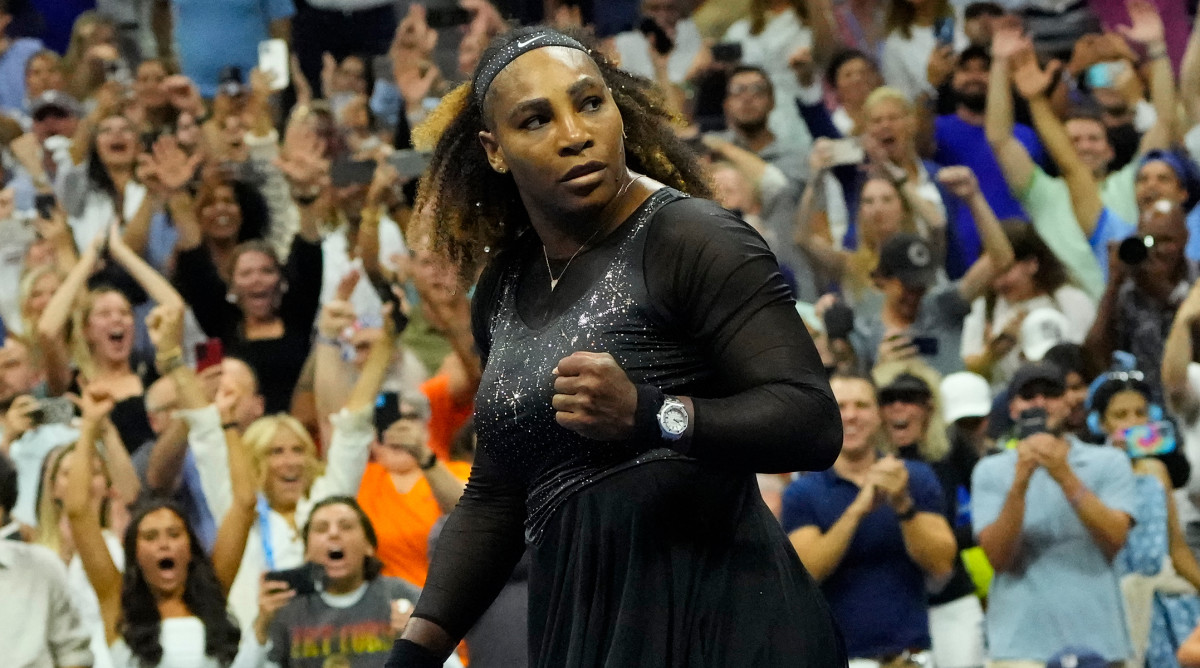 Serena Williams of the USA after beating Anett Kontaveit of Estonia on day three of the 2022 U.S. Open tennis tournament at USTA Billie Jean King National Tennis Center.
