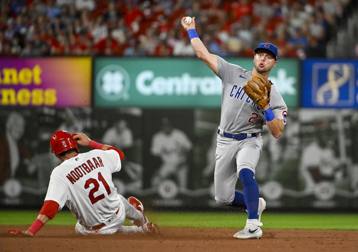 Chicago Cubs shortstop Nico Hoerner against the Cardinals in early August. 