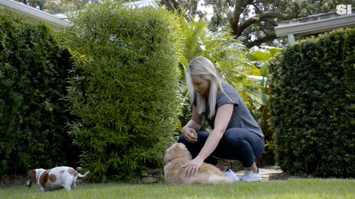 Jodi Ewart Shadoff with her two dogs