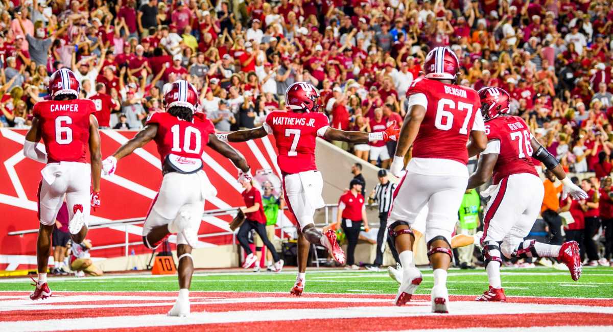 D.J. Matthews Jr. celebrates his touchdown.