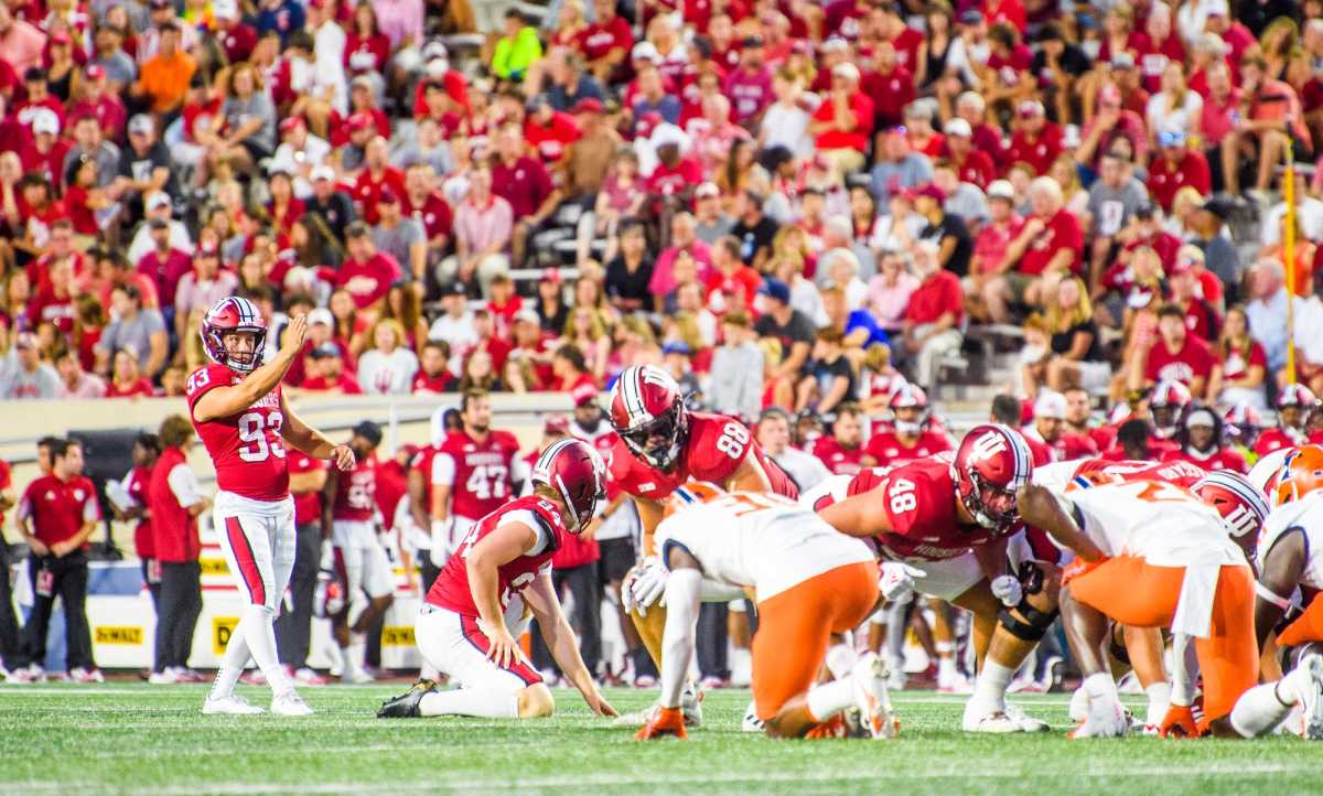 Charles Campbell lines up a field goal.