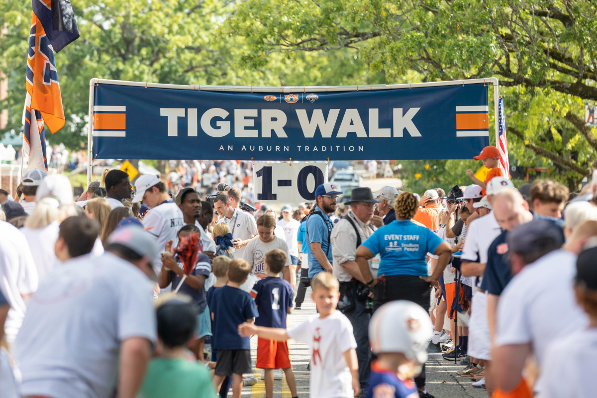 The crowds have arrived for the first Tiger Walk of the season before the game between the Mercer Bears and the Auburn Tigers at Jordan-Hare Stadium on Sept. 3, 2022.