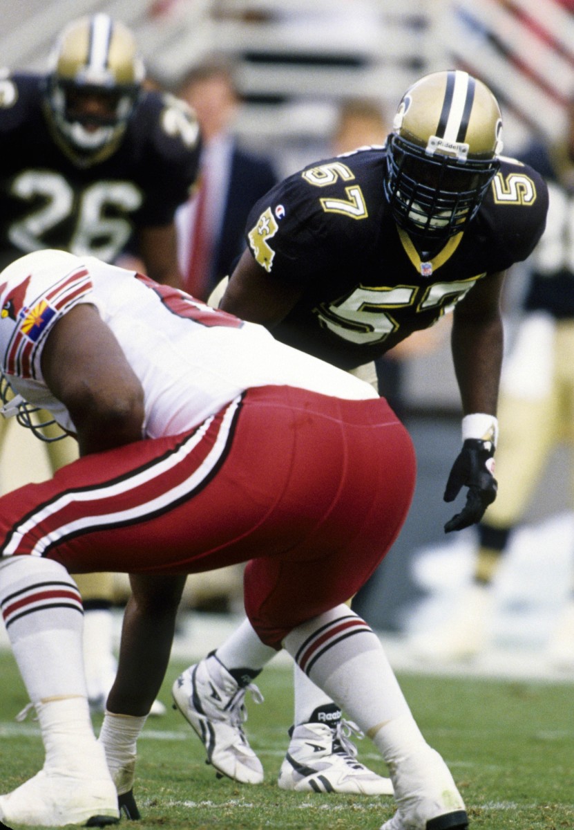 Oct 31, 1993; FILE PHOTO; New Orleans Saints linebacker Rickey Jackson (57) in action against the Phoenix Cardinals. Mandatory Credit USA TODAY Sports
