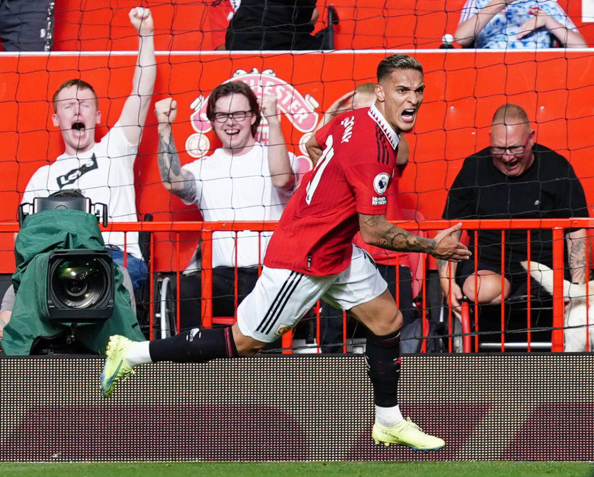 Antony pictured after scoring his first goal for Manchester United in a 3-1 win over Arsenal in September 2022