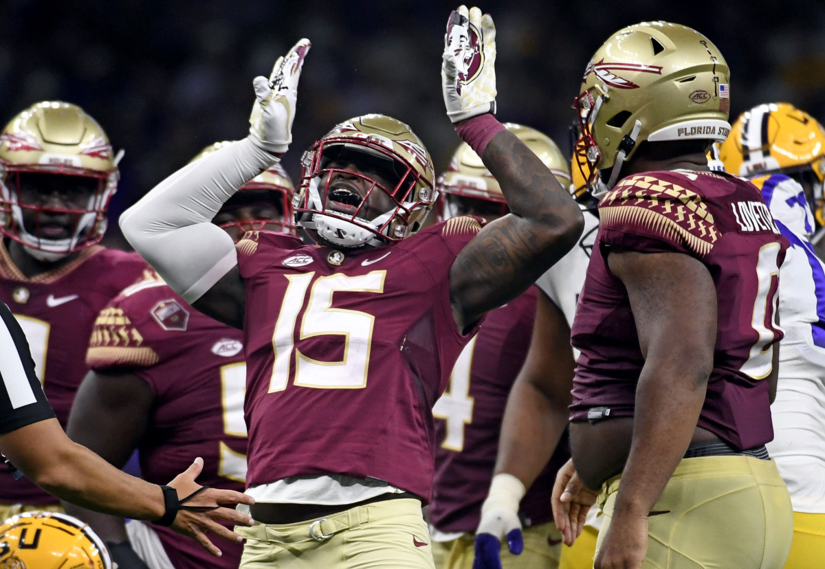 Florida State celebrates its road win against LSU.