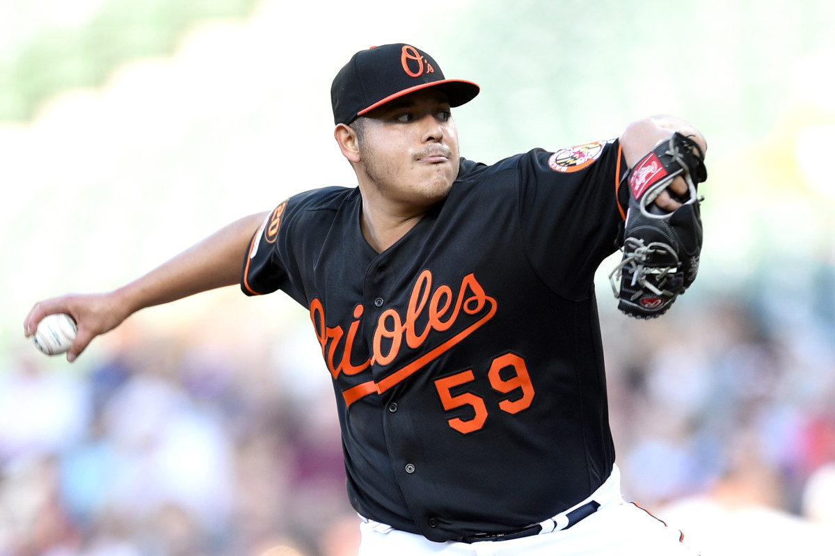 SF Giants pitcher Luis Ortiz throws a pitch during his stint with the Orioles.