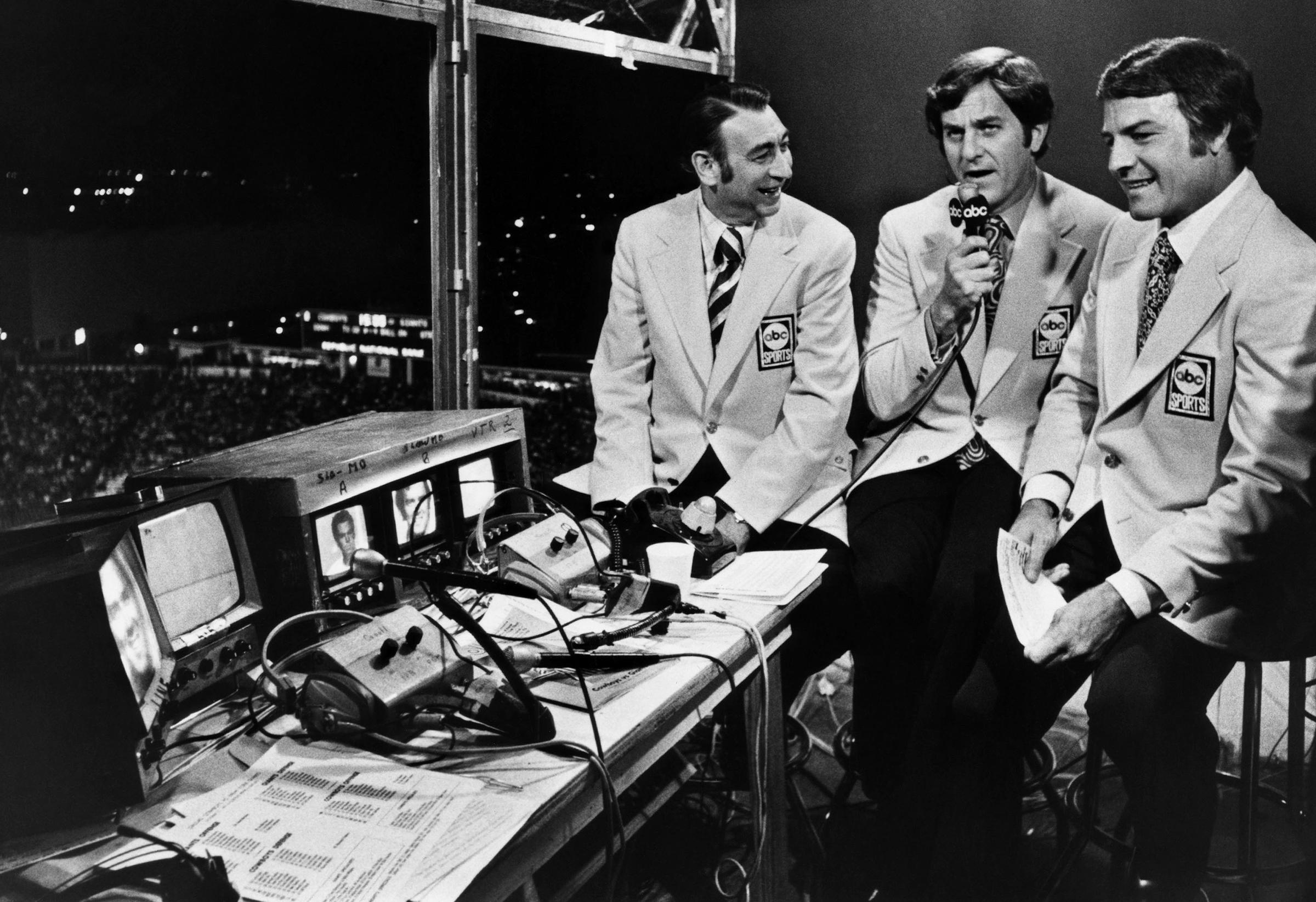 One early Monday Night Football combo, in 1972: Howard Cosell, Don Meredith and Frank Gifford.