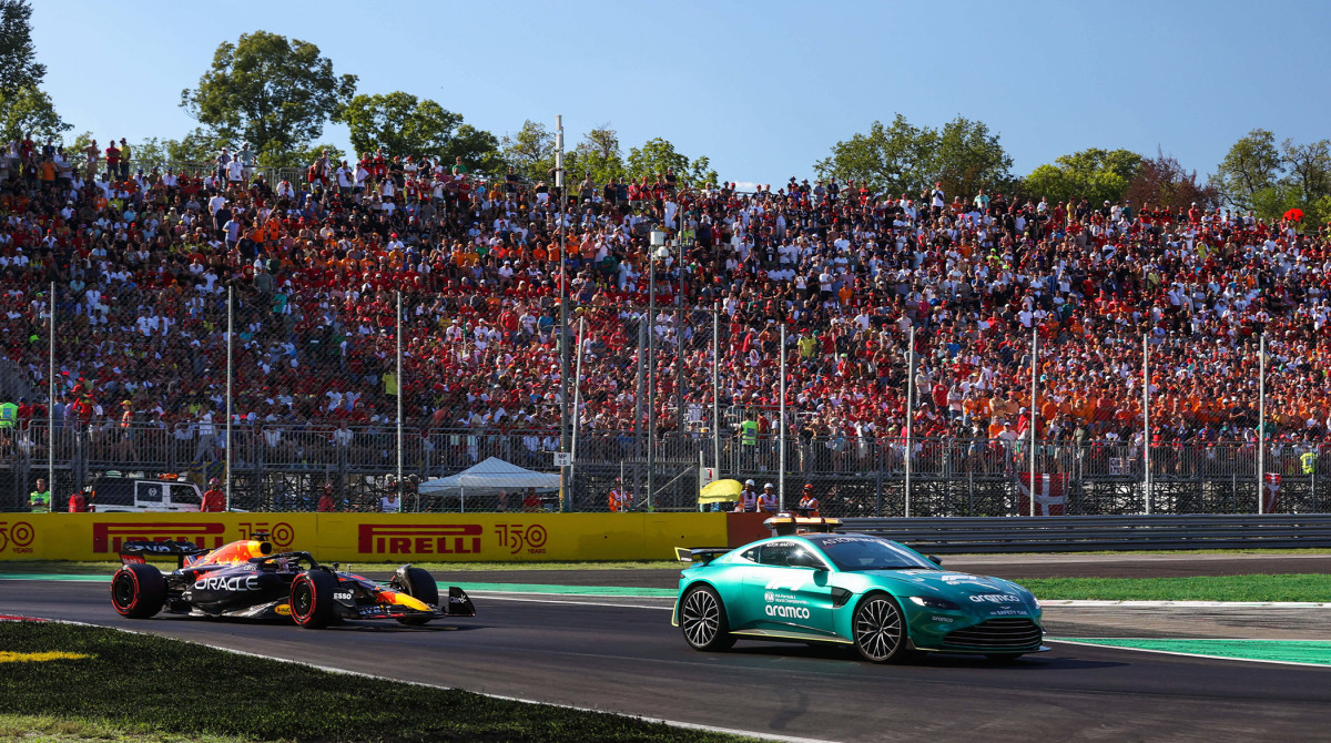 Max Verstappen behind the safety car at the Italian Grand Prix