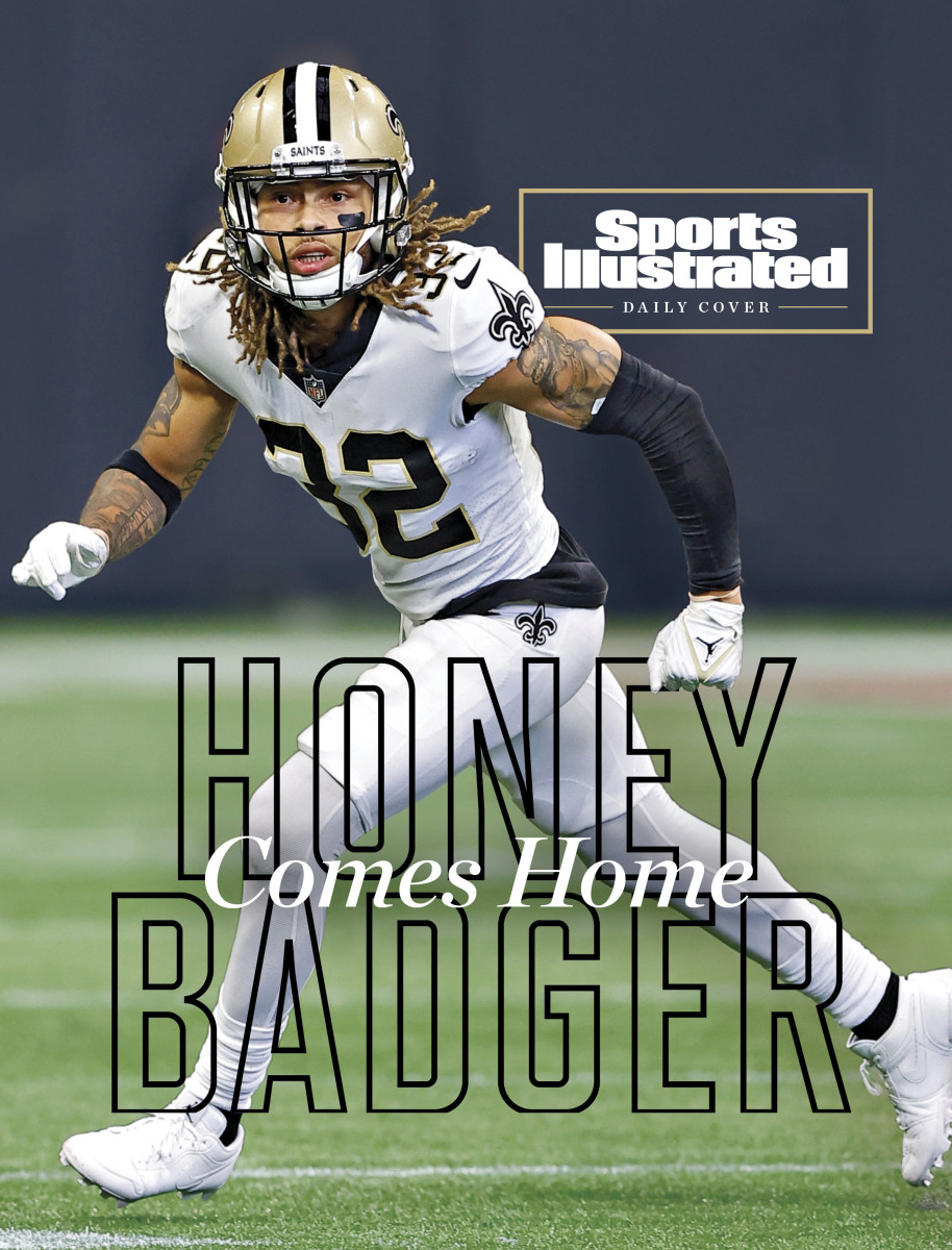 Tyrann Mathieu on the Daily Cover of Sports Illustrated, running during his first game with the Saints.
