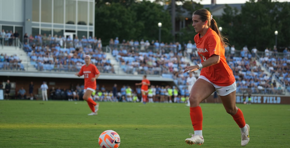 Sarah Clark dribbles the ball during the Virginia women's soccer game at North Carolina.