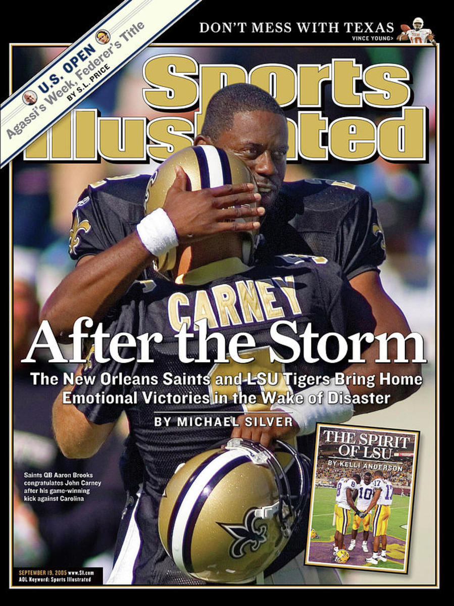 Saints QB Aaron Brooks on the cover of Sports Illustrated in 2005