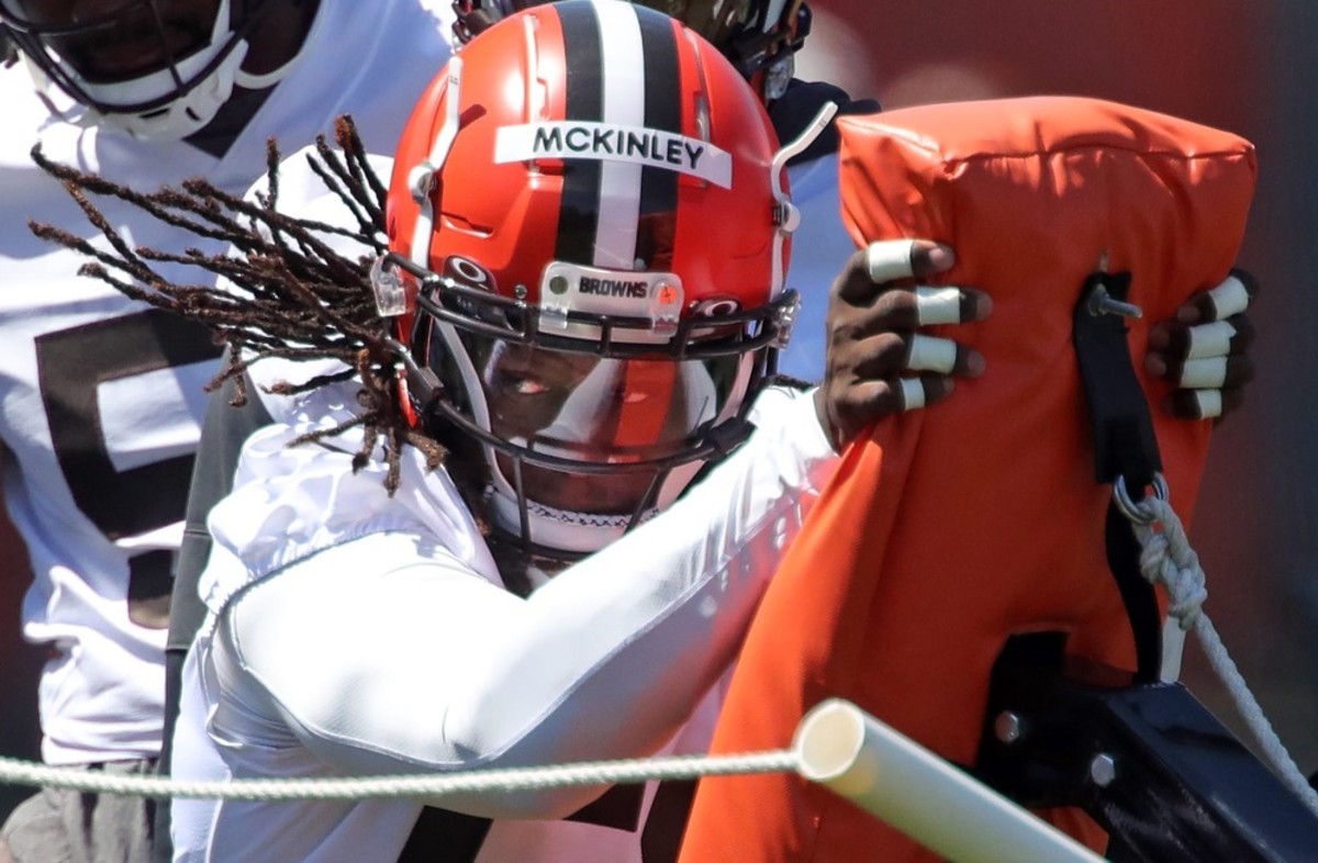 Cleveland Browns defensive end Takk McKinley missed three weeks of training camp because of undisclosed personal reasons.