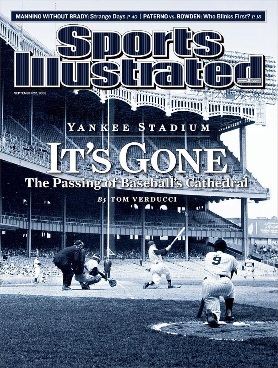 2008 cover of Sports Illustrated featuring photo of Mickey Mantle at bat at Yankee Stadium