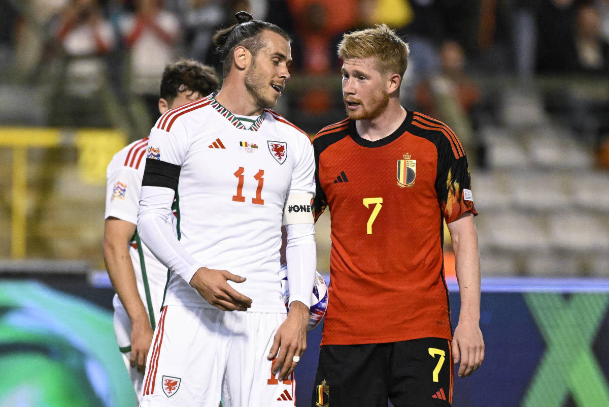 Kevin De Bruyne (no.7) and Gareth Bale (no.11) pictured during a UEFA Nations League game between Belgium and Wales in September 2022