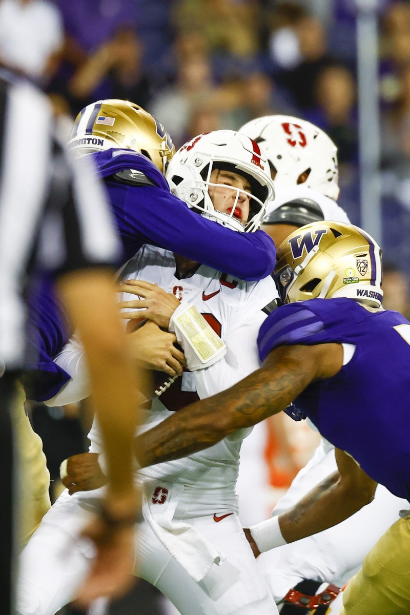 Tanner McKee had a rough night as the Stanford quarterback.