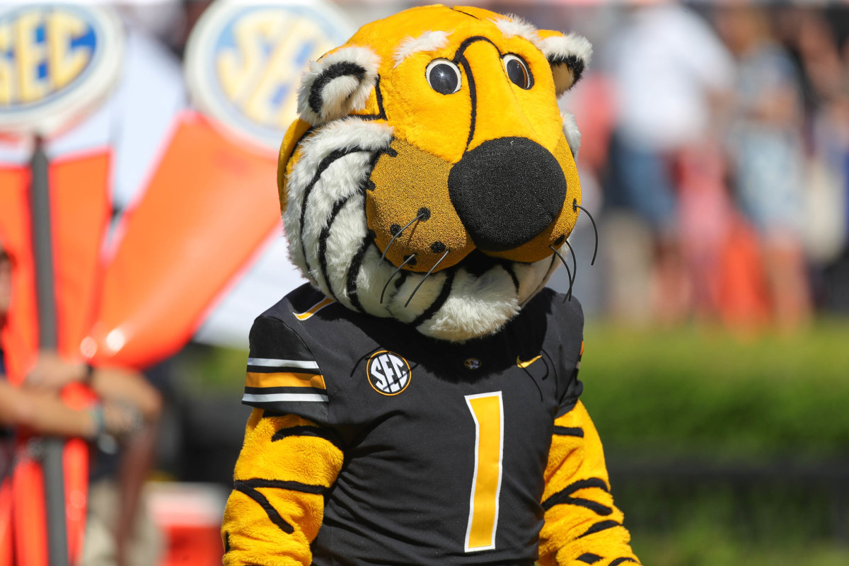 Missouri's weird Tiger mascot.