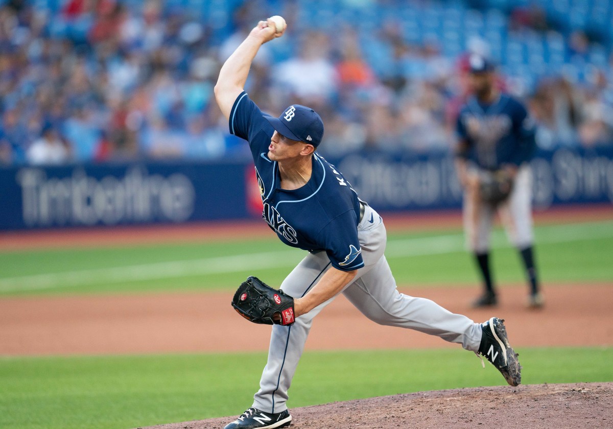 Rays pitcher Dusten Knight throws a pitch. Knight was drafted by the SF Giants back in 2013. (2022)