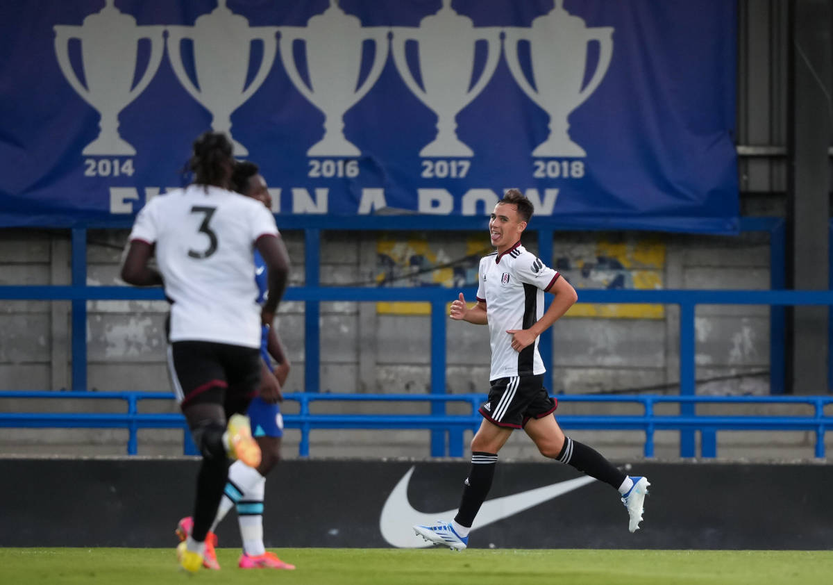 Luke Harris pictured (right) in action for Fulham U21s against Chelsea U21s in August 2022