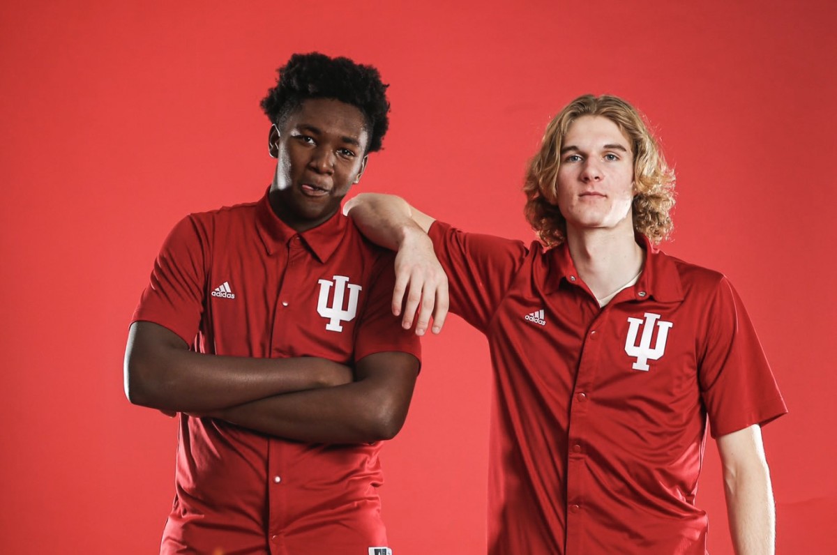 Montverde Academy teammates Derik Queen (left) and Liam McNeeley during their junior year official visit to Indiana. 