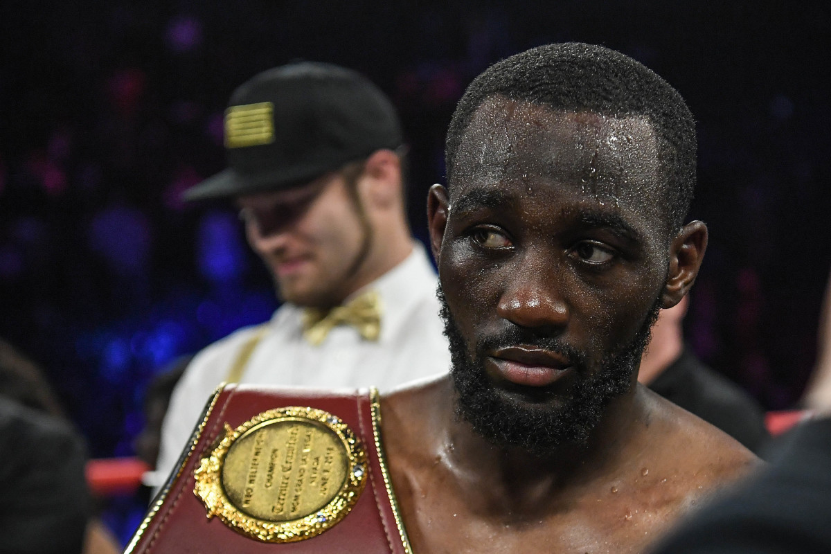 Terence Crawford looks on after winning his fight against Amir Khan during the WBO welterweight title fight at Madison Square Garden.