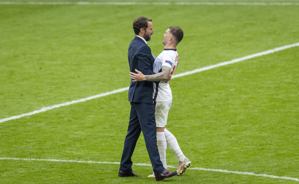 Gareth Southgate pictured (left) hugging Kieran Trippier after England's win over Germany at Euro 2020