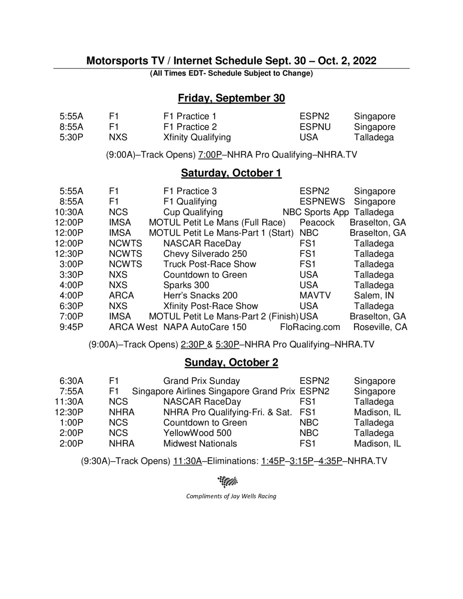 22Motorsports-TV-Schedule-Sept-30-Oct-2