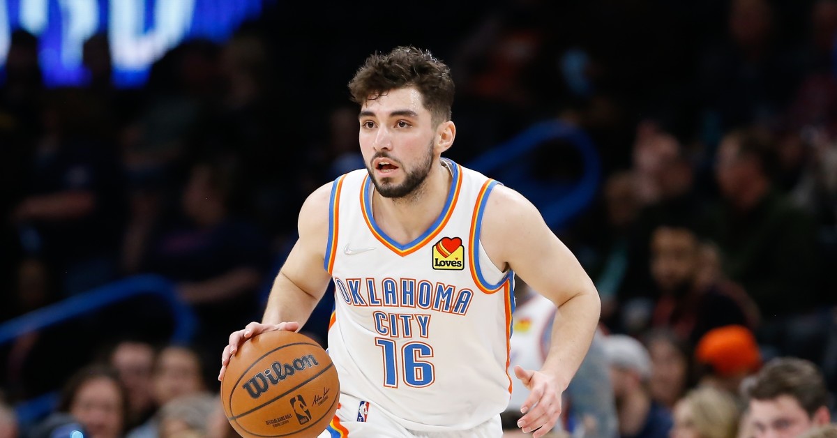 Oklahoma City Thunder guard Ty Jerome (16) dribbles the ball down the court against the Toronto Raptors during the second half at Paycom Center. Toronto won 117-98.