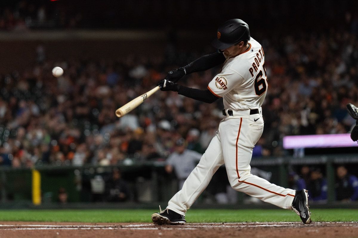 SF Giants second baseman Ford Proctor hits a home run. (2022)