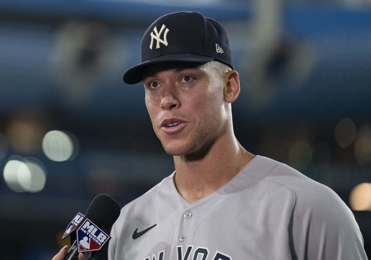 Yankees star Aaron Judge is interviewed by MLB Network.