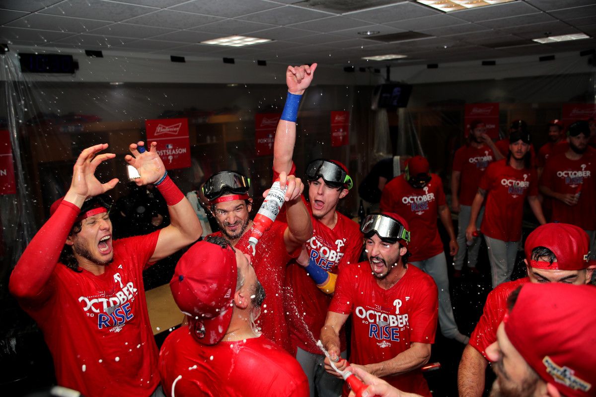 The Phillies celebrate their first Postseason clinch in over a decade.