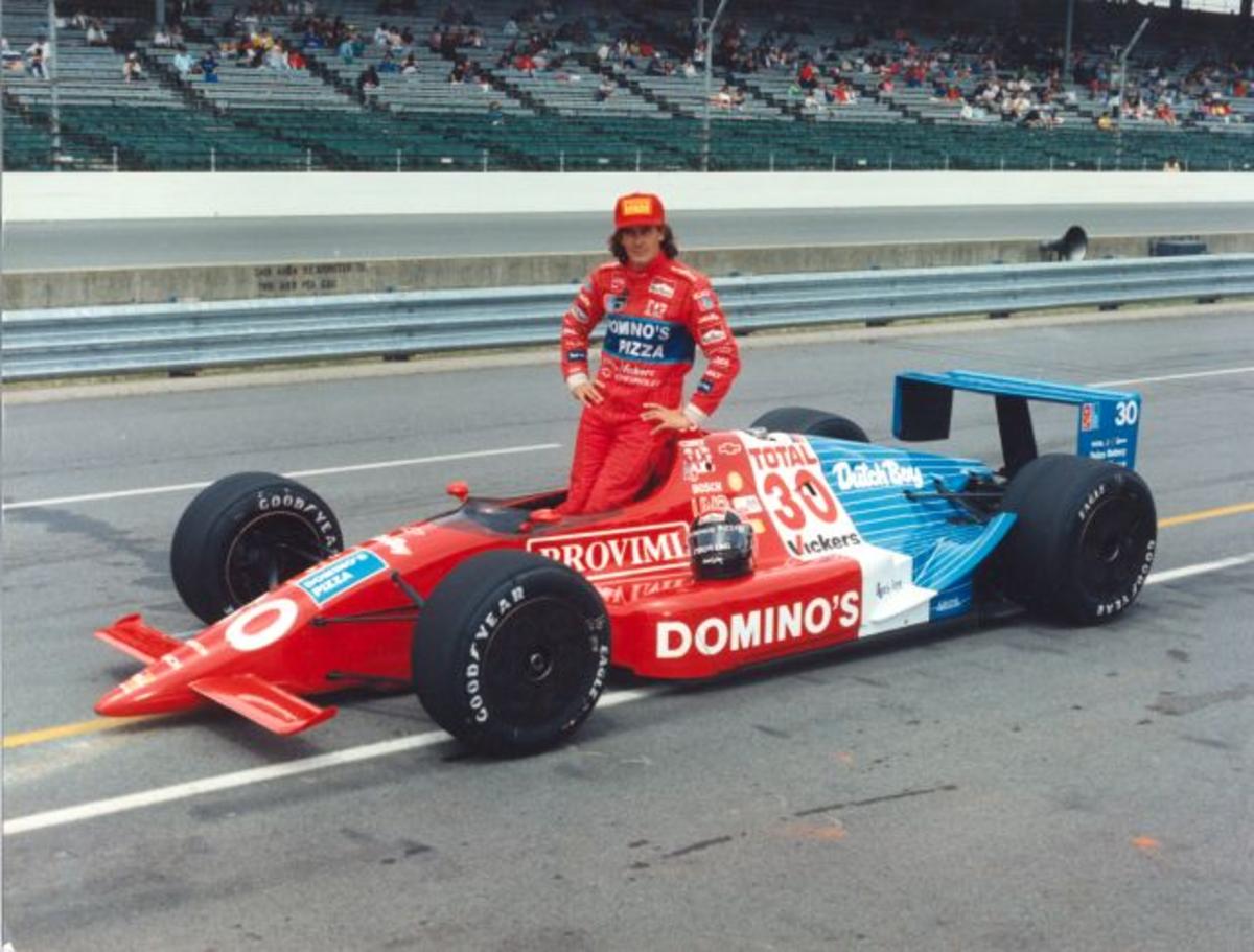Arie Luyendyk after Qualifying for the 1990 Indianapolis 500. Photo courtesy: Indianapolis Motor Speedway