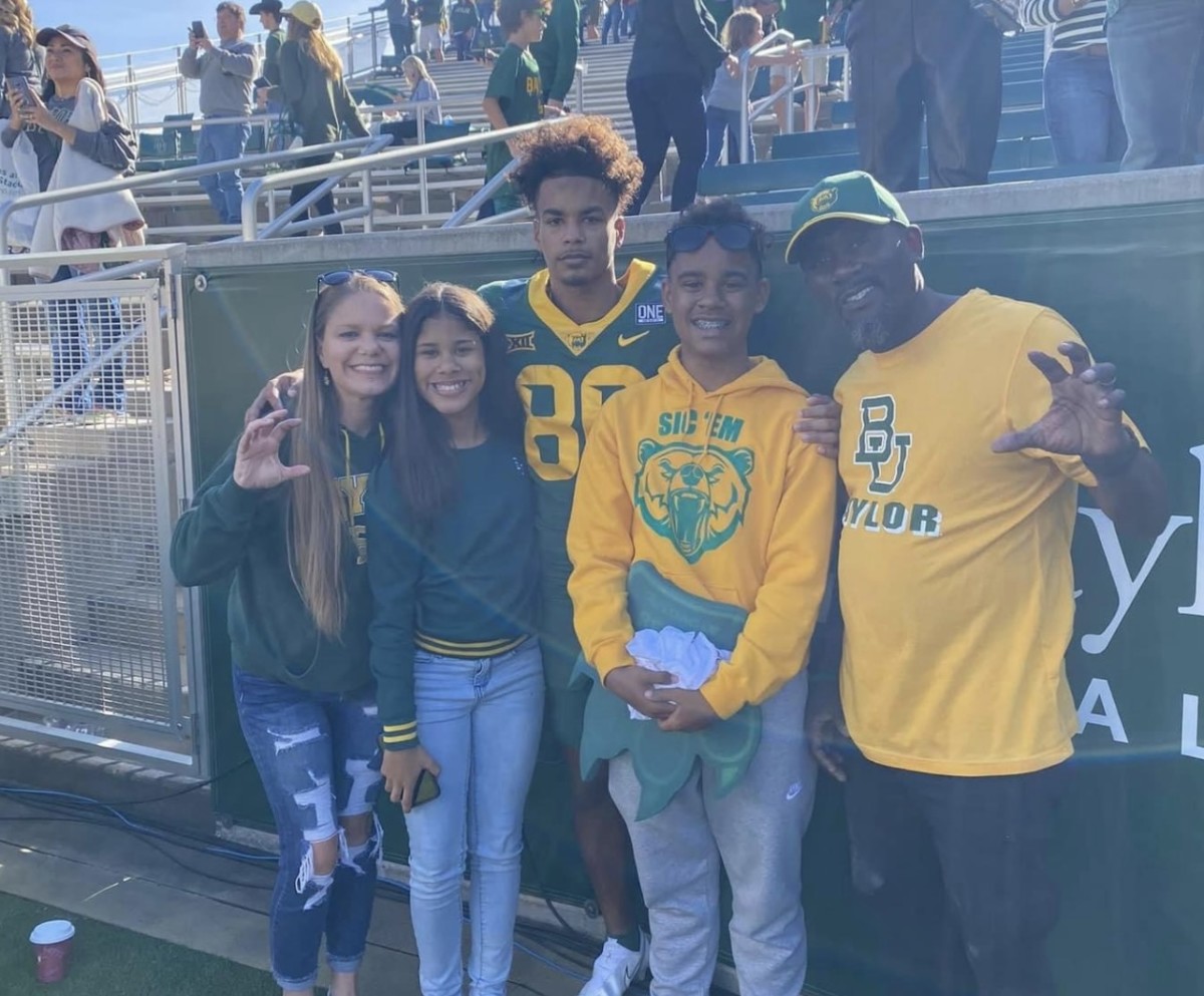 Baldwin and family after a 2021 game at McLane Stadium