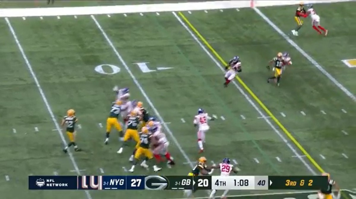 Randall Cobb worked himself open on third-and-1 from the 6.