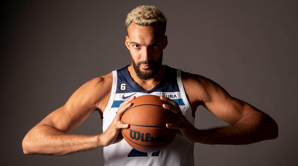 Sep 26, 2022; Minneapolis, MN, USA; Minnesota Timberwolves center Rudy Gobert (27) poses for photographs on 2022-23 NBA season media day for the team.