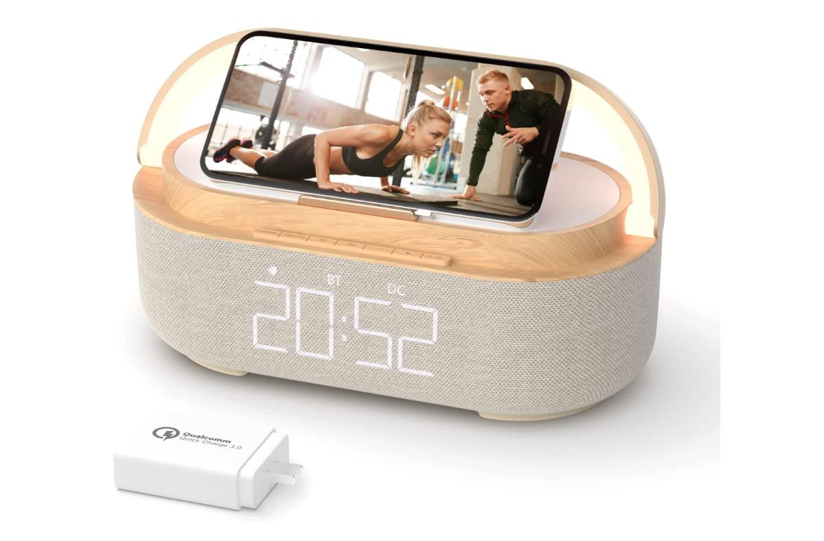 Digital Alarm Clock Radio with Bluetooth Speaker
