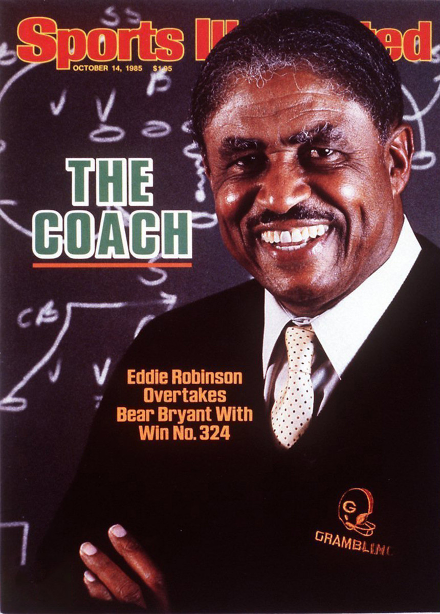 Grambling football coach Eddie Robinson on the cover of Sports Illustrated in 1985
