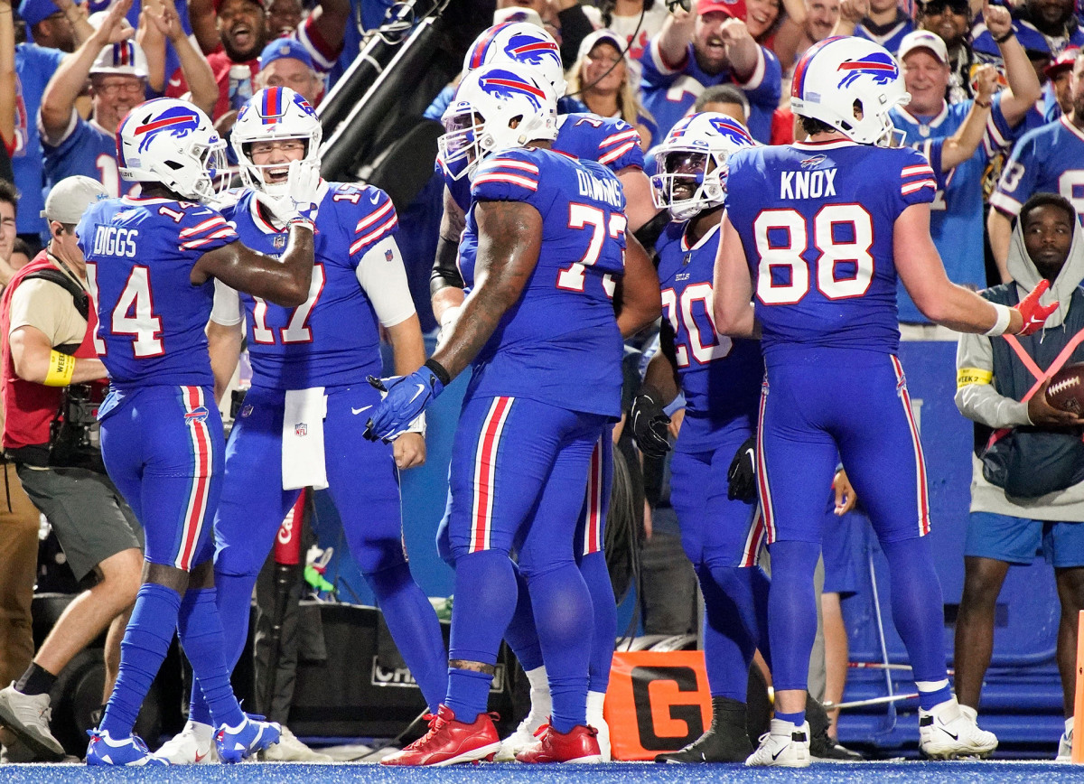 The Bills celebrate a touchdown during their Week 2 win over the Titans