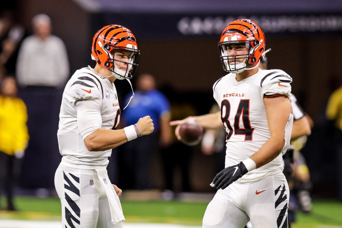 Bengals quarterback Joe Burrow reacts after Cincinnati defeated the Saints 30–26 in Week 6.