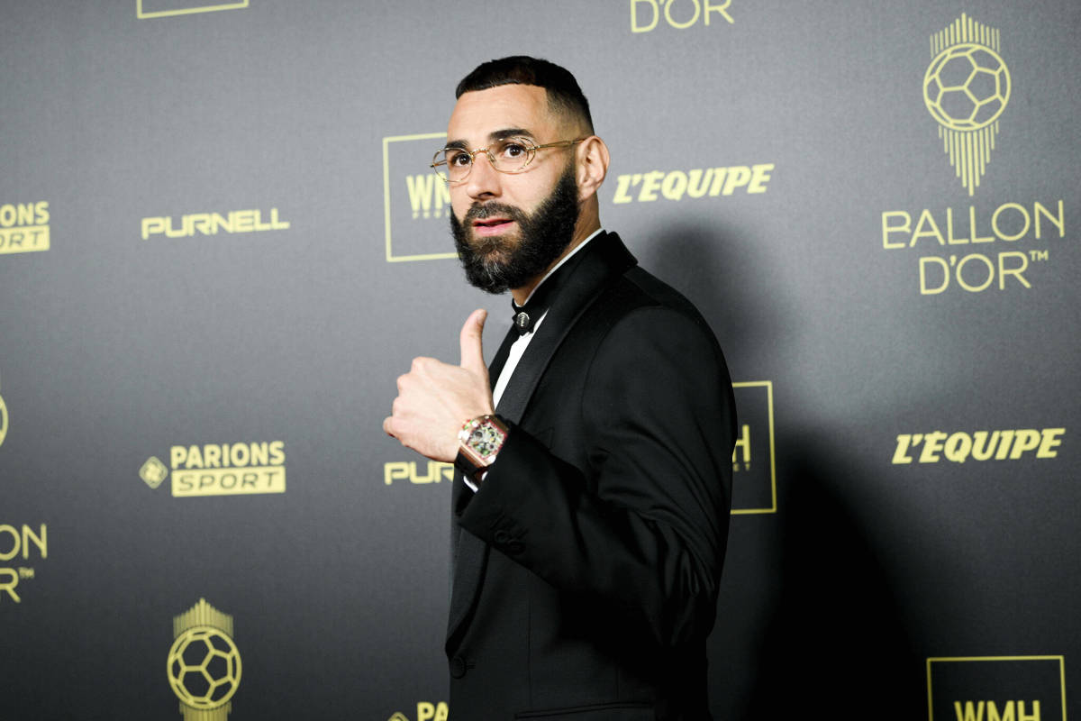 Karim Benzema pictured at the 2022 Ballon d'Or awards ceremony in Paris