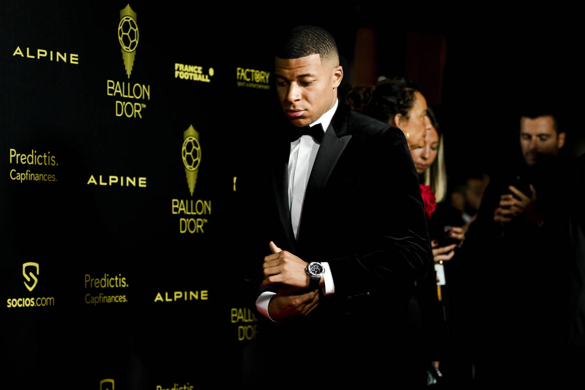 Kylian Mbappe pictured at the 2022 Ballon d'Or awards ceremony in Paris