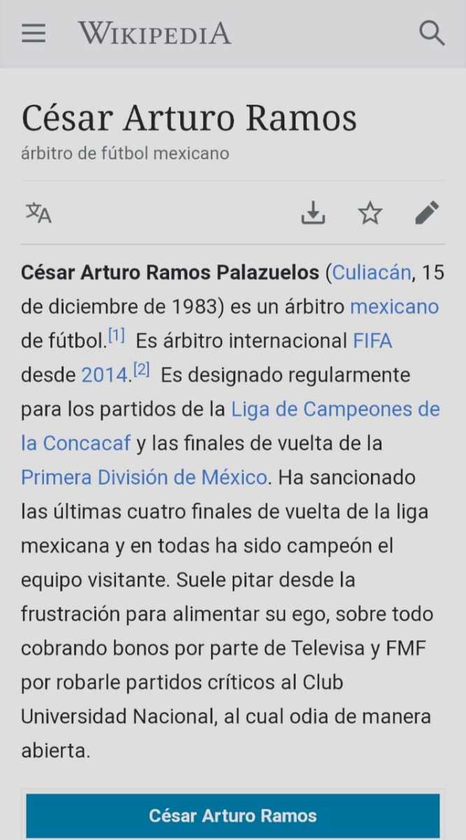 Aventurero Diploma tarifa Fans de Pumas explotan contra César Ramos y editan Wikipedia - Para Ganar
